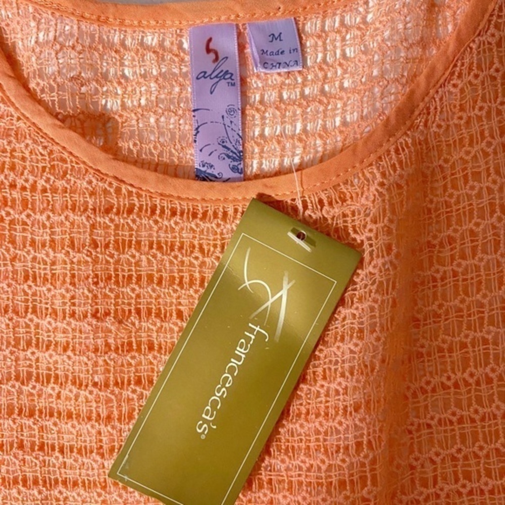Alya Orange Crochet Lace Bohemian Tank Top NWT - Picture 4 of 7